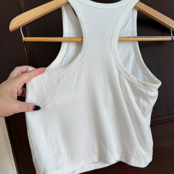 SPIRITUAL GANGSTER | White High Neck Racerback Cropped Bra Rib Tank | Small - Picture 6 of 7